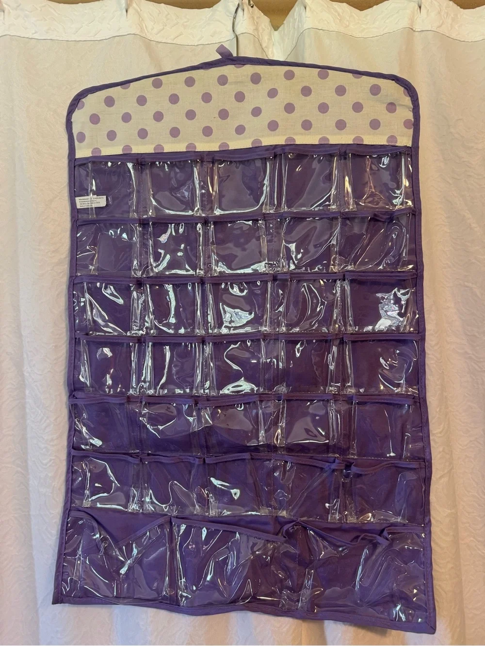 Sheffield Home Purple Jewelry Hanging Organizer with Polka Dot Top